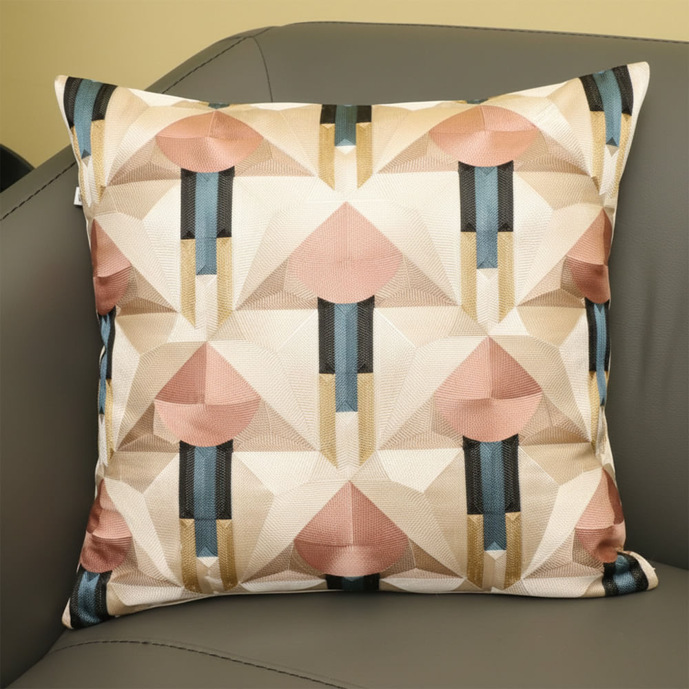 Cojín cuadrado bordado geométrico 50x50 cm