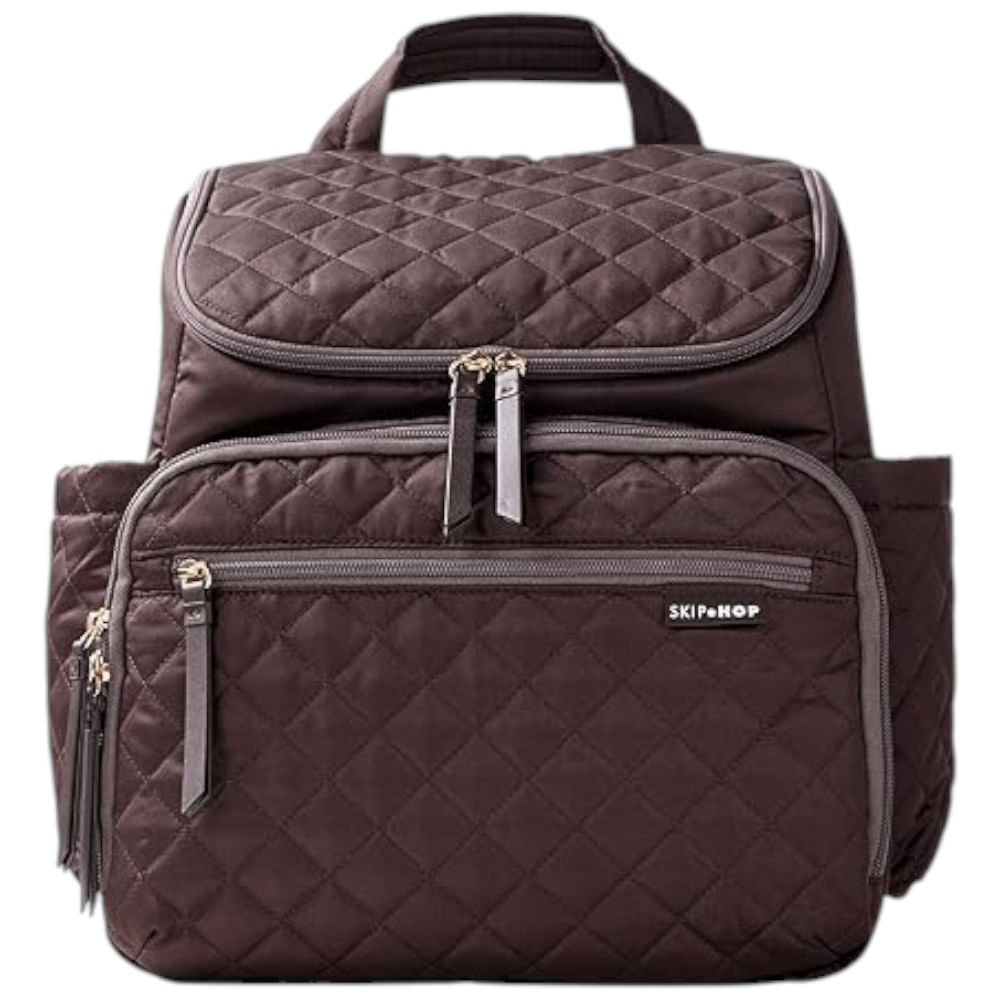 Pañalera tipo mochila Skip Hop café acolchada