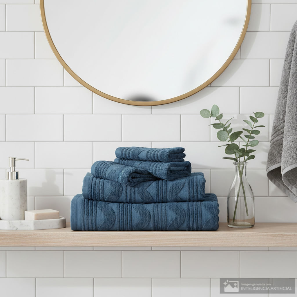 Set de 6 toallas Jacquard Diah de algodón con textura Set de toalla 6pc jacquard Diah textura Teal (2 baño 2 mano y 2 facial)