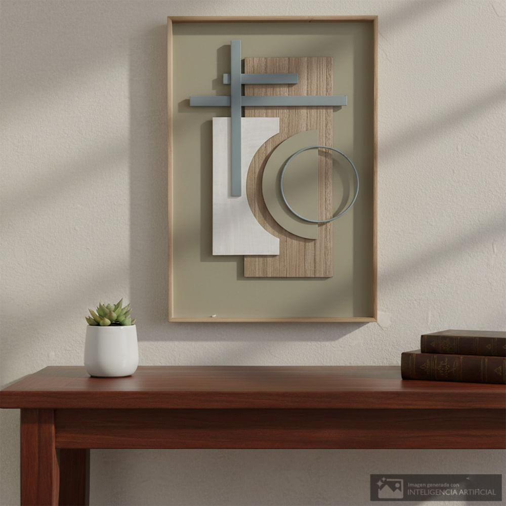 Adorno de madera diseño geométrico para pared 39.5x59.5x2 cm