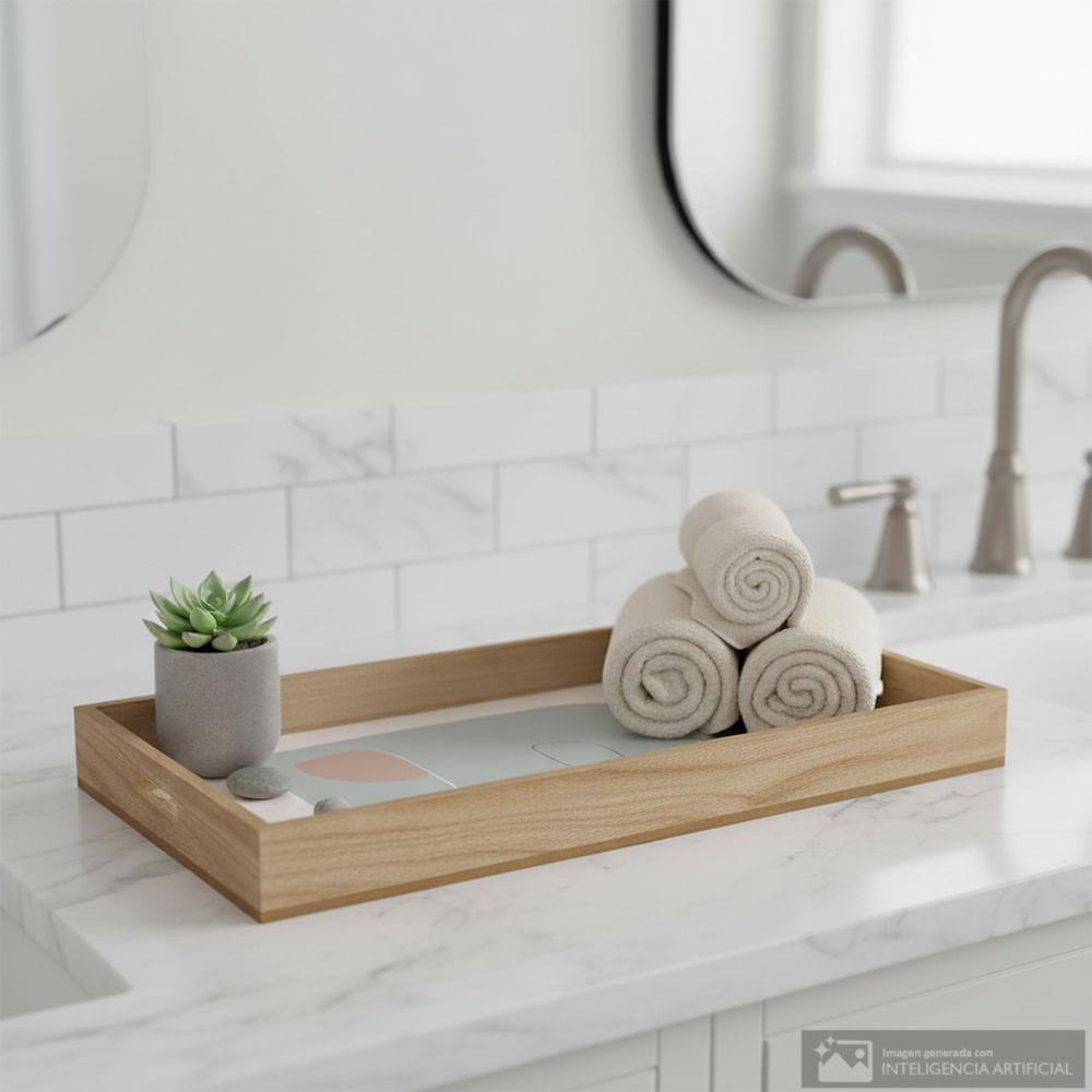 Bandeja decorativa de madera 22x44x4.6 cm