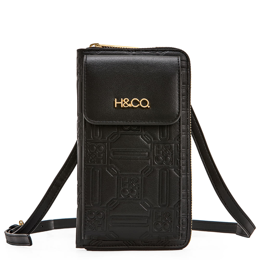 Billetera zip around H&Co color negro para mujer
