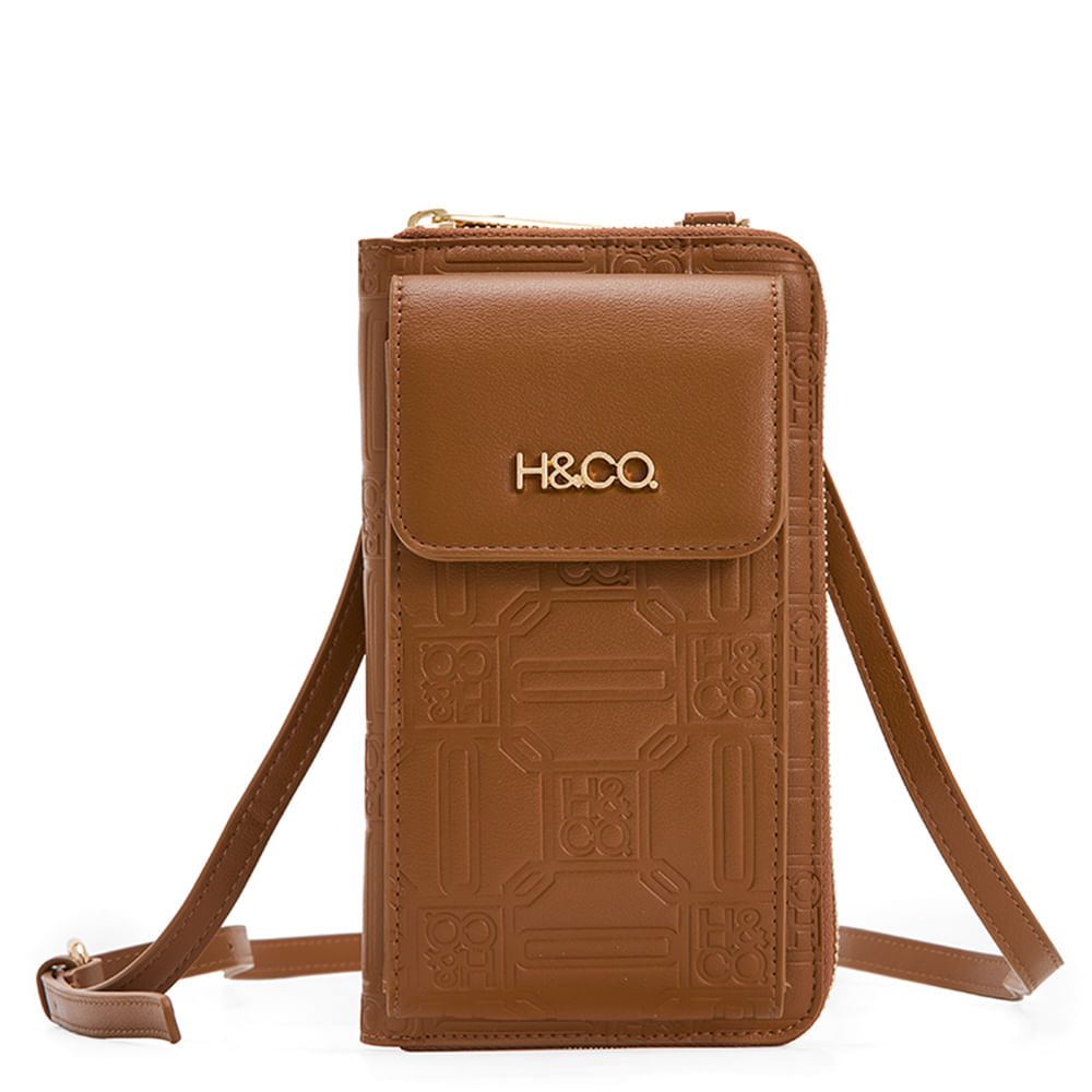 Billetera zip around H&Co color café para mujer