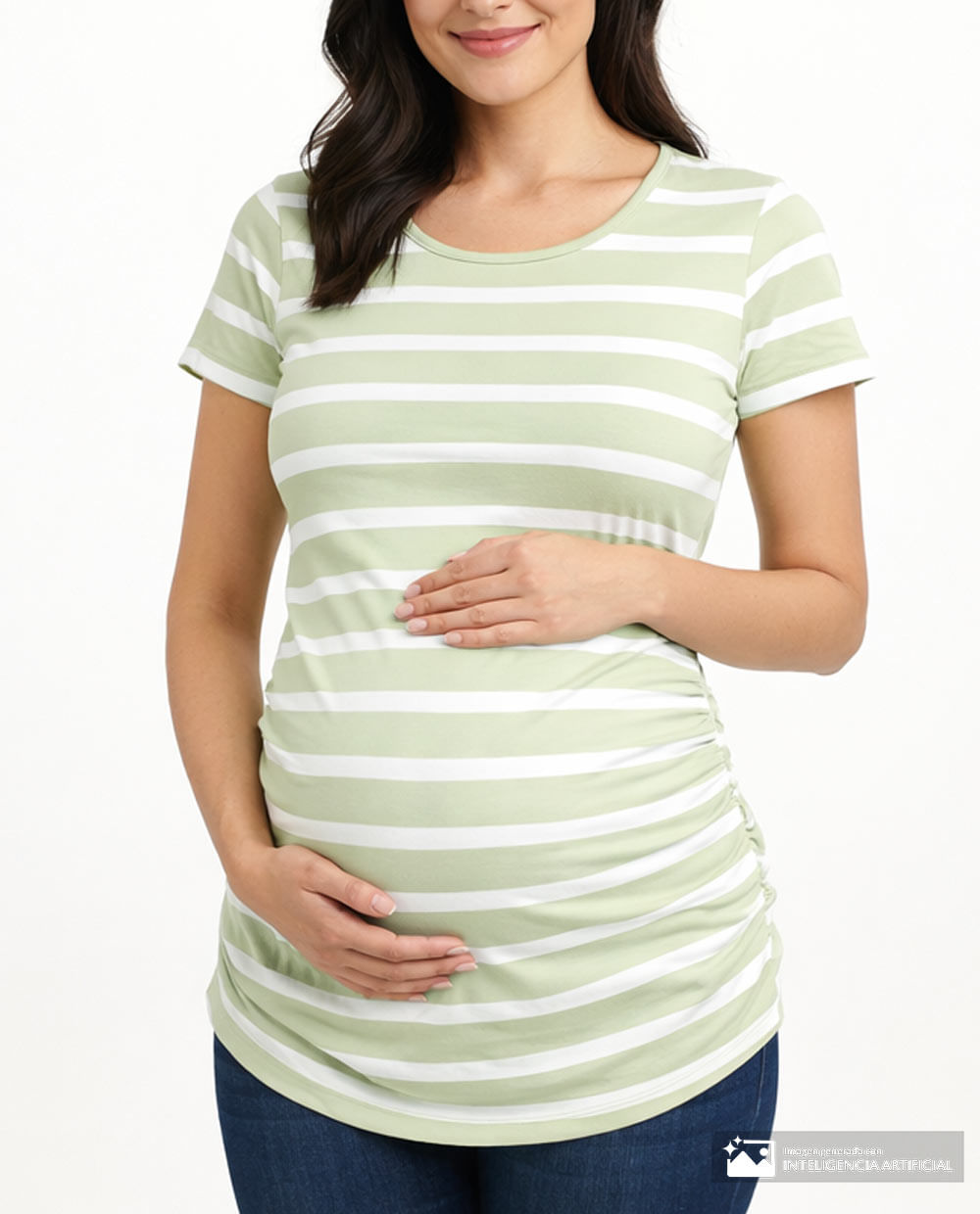 Camiseta maternal Sabrina rayada manga corta para mujer