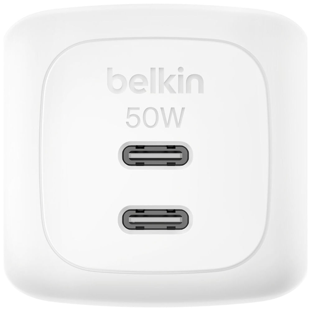Cargador de pared Belkin doble USB-C GaN de 50W
