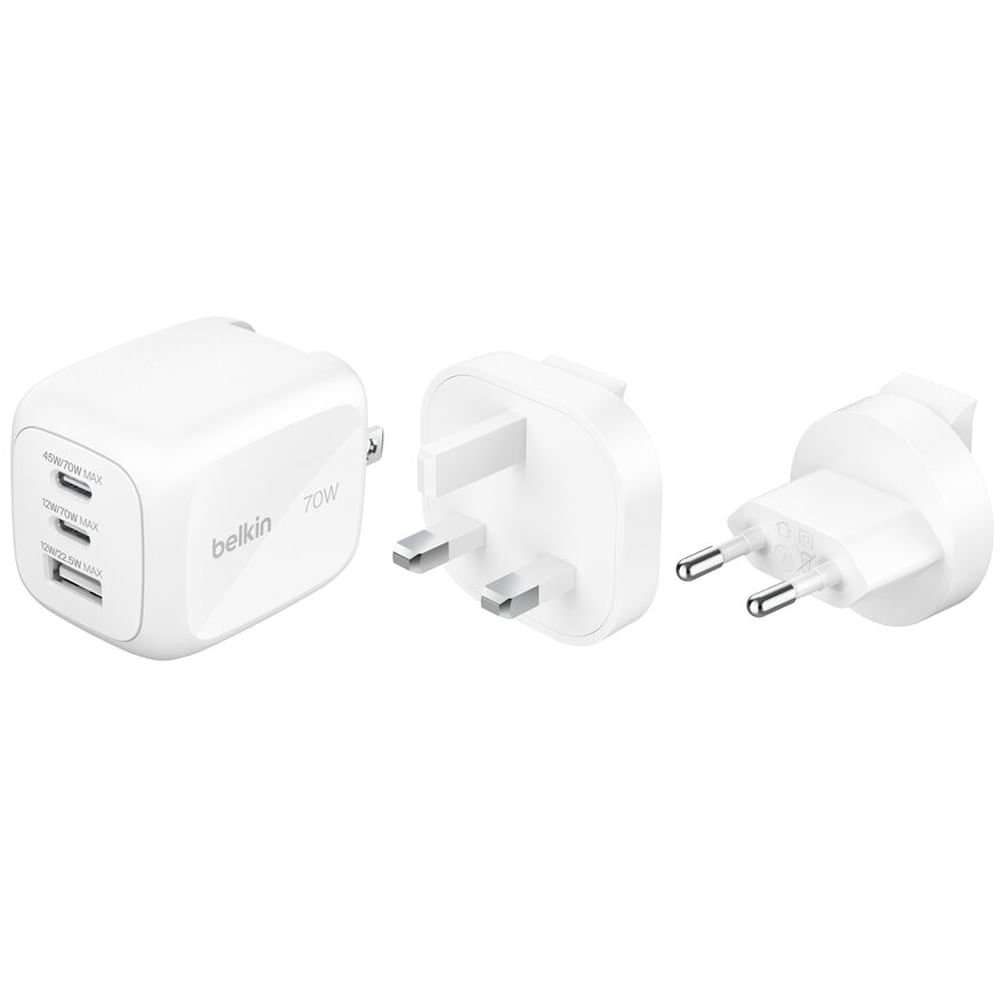 Cargador de pared triple Belkin USB-C USB-A 70 Watts