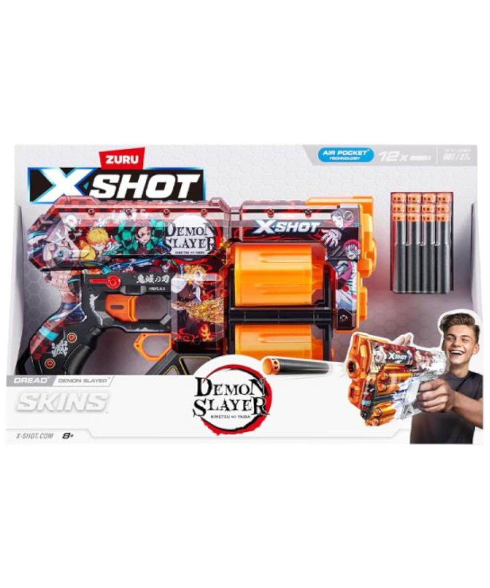 Zuru x-shot Lanzador skins Demon Slayer 12 dardos con cilindro giratorio