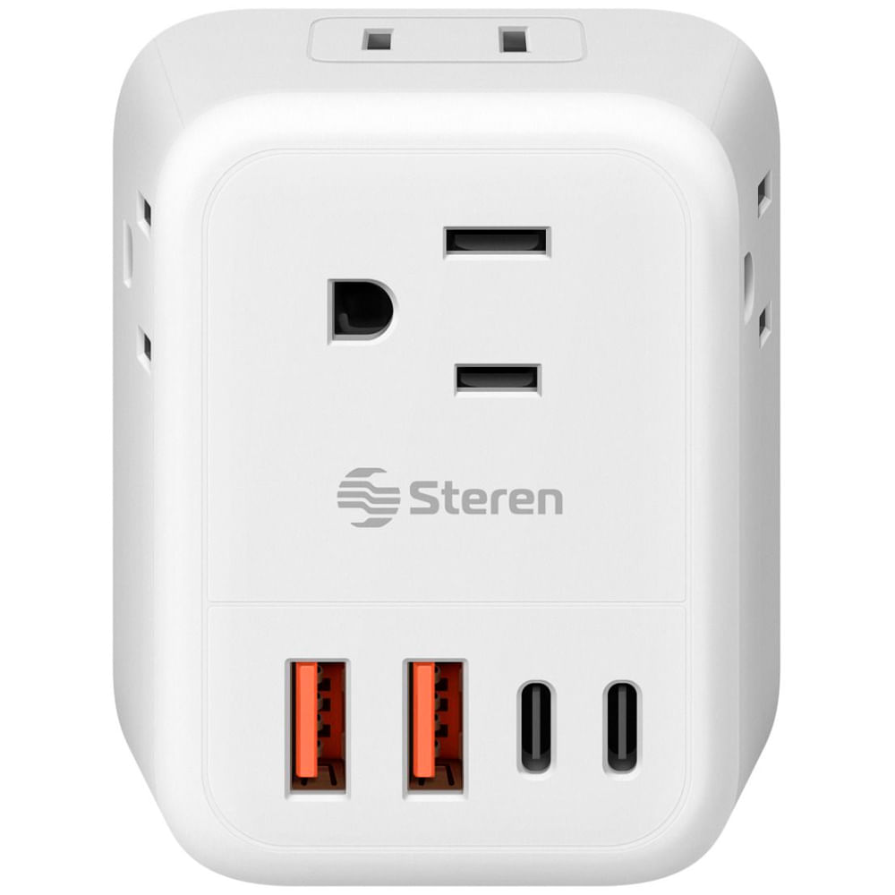 Regleta de pared para viaje con clavija europea con 4 salidas polarizadas