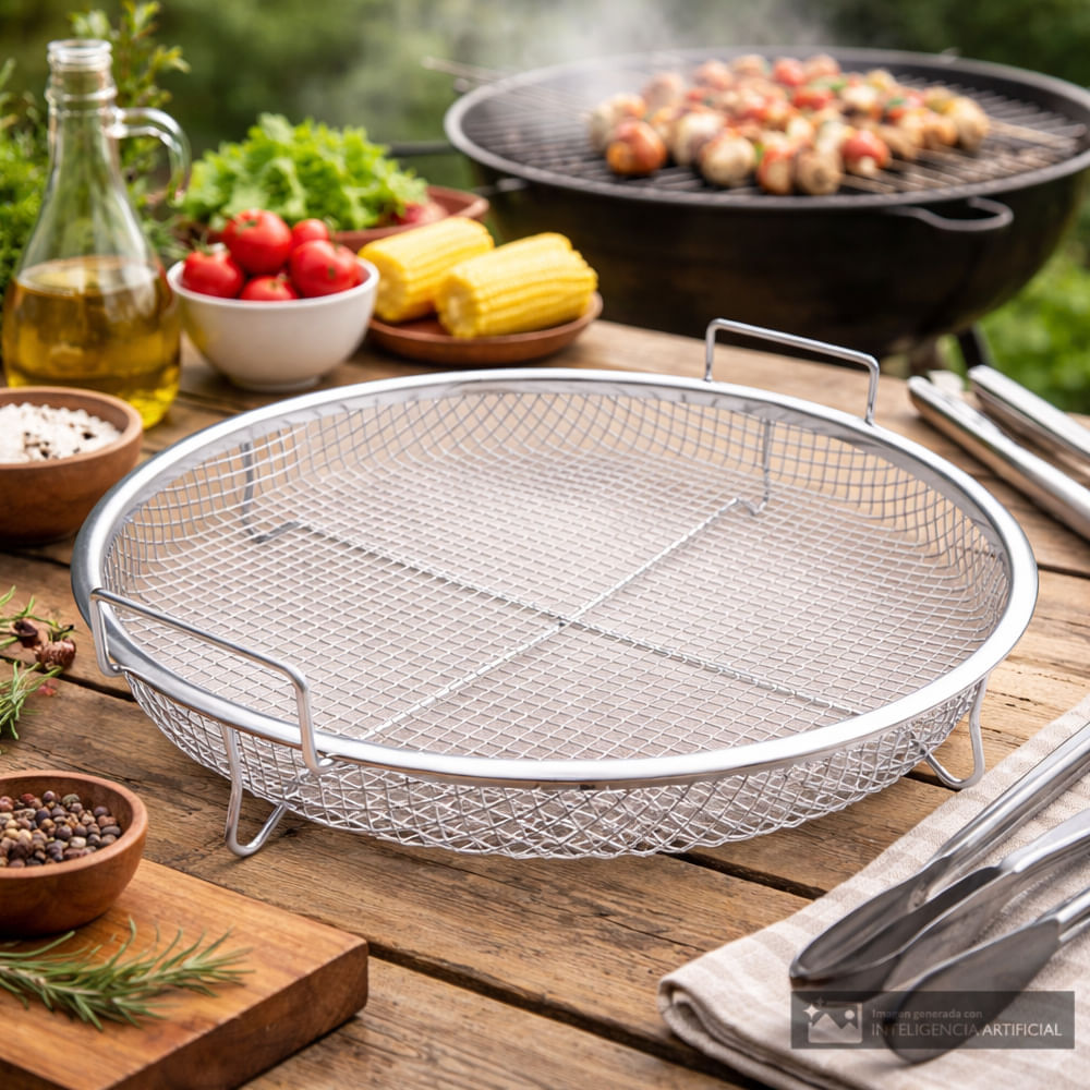 Cesta de acero inoxidable para parrilla 30.5 cm