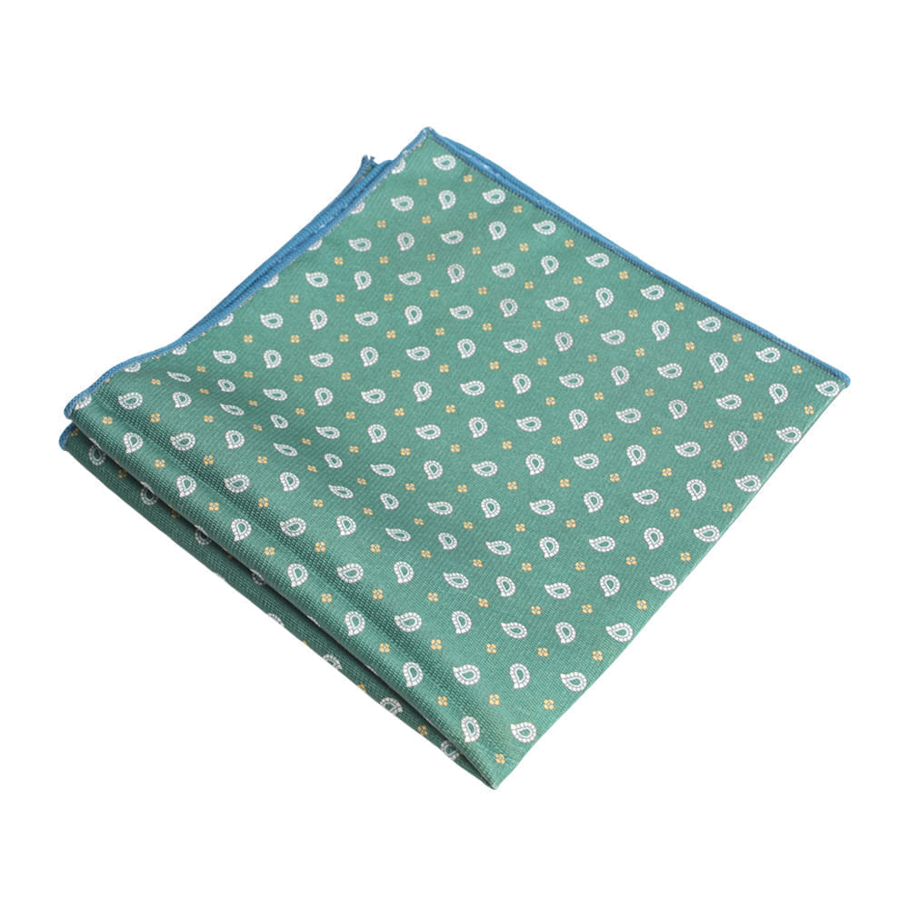 Pañuelo reversible PuroEGO verde con estampado cachemira y floral para hombre PAÑUELO PARA CABALLERO:OPALO