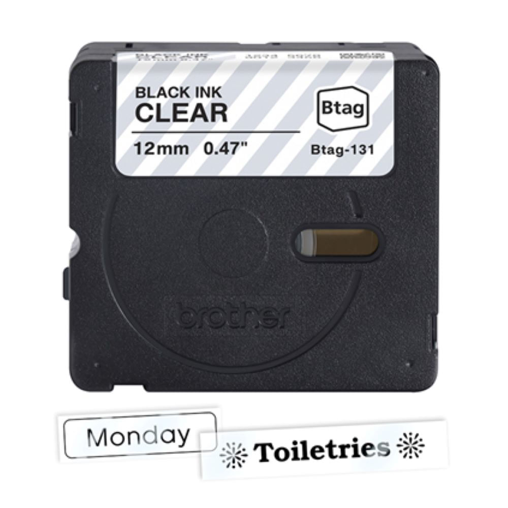 Cinta de etiquetas P-touch negra sobre transparente BTAG131