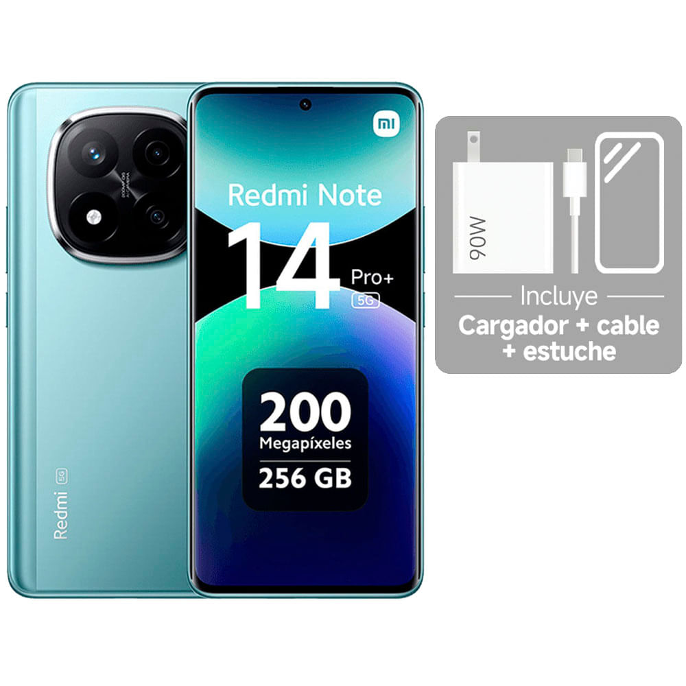 Celular Xiaomi Redmi Note 14 Pro+ 5G MZB0I9NUS 256GB 8GB RAM Pantalla 6.67" (16.94cm) Snapdragon 7s Gen 3 Rendimiento potente Cámara Posterior 200 MP