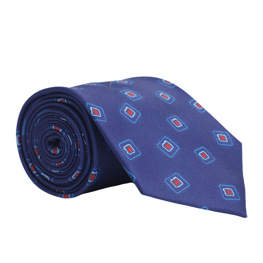Corbata PuroEGO azul con mini print de cuadros para hombre