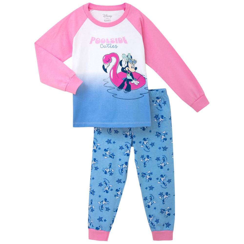 Pijama bicolor de 2 piezas con estampado de Minnie Mouse para niña