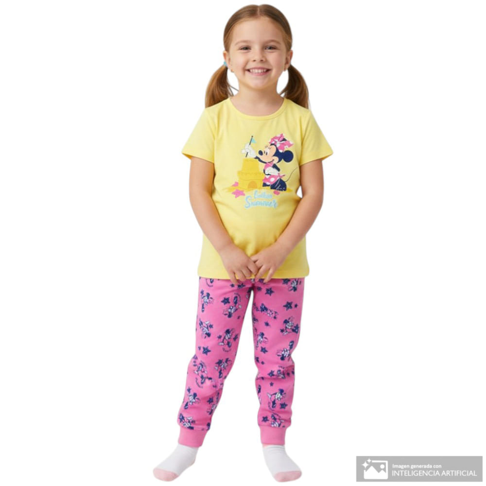 Pijama bicolor de 2 piezas de Minnie Mouse para niña
