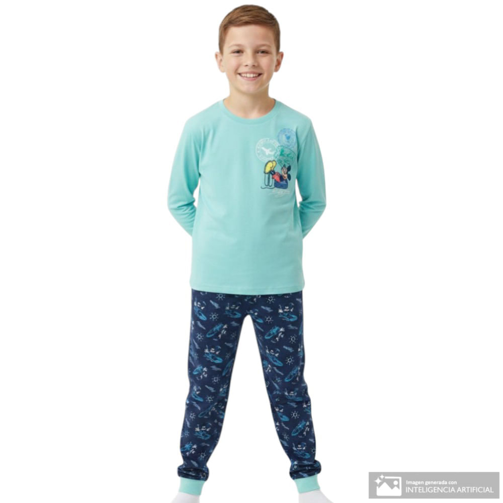 Pijama bicolor de 2 piezas estampada de Mickey Mouse para niño