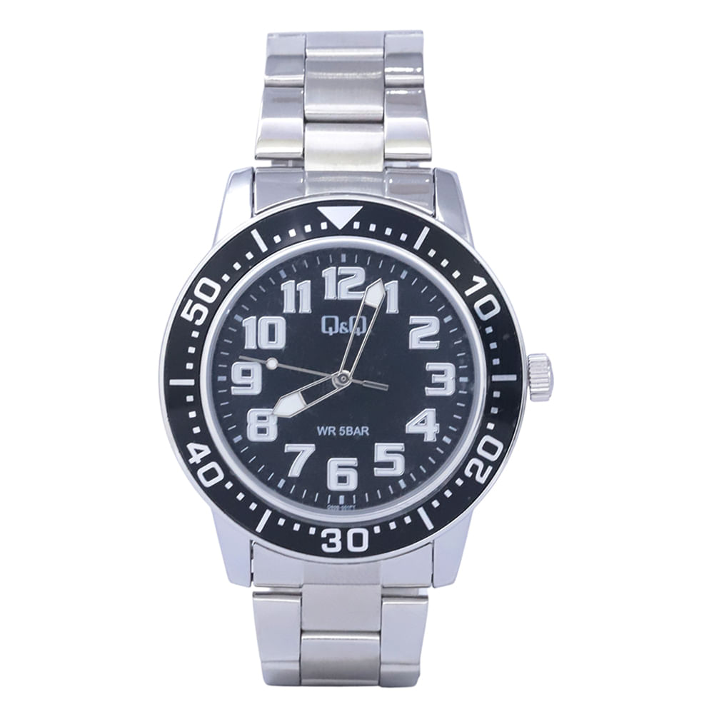 Reloj Q&Q análogo de metal color plateado para hombre