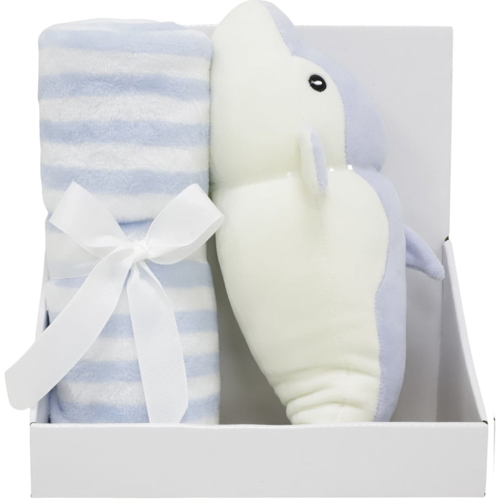 Frazada con peluche de delfin para bebé