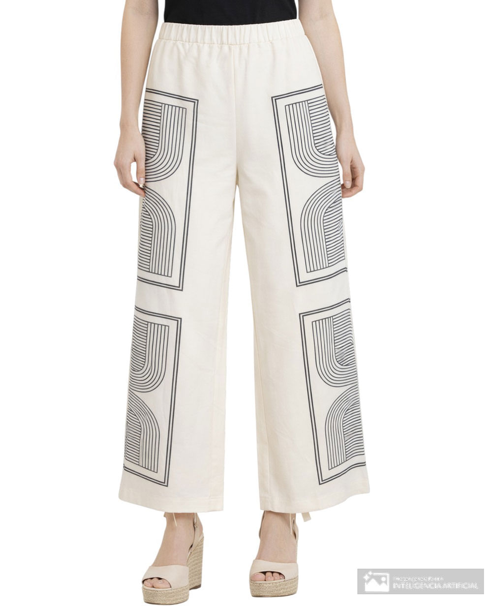 Pantalón Sabrina wide leg estampado de cintura alta para mujer
