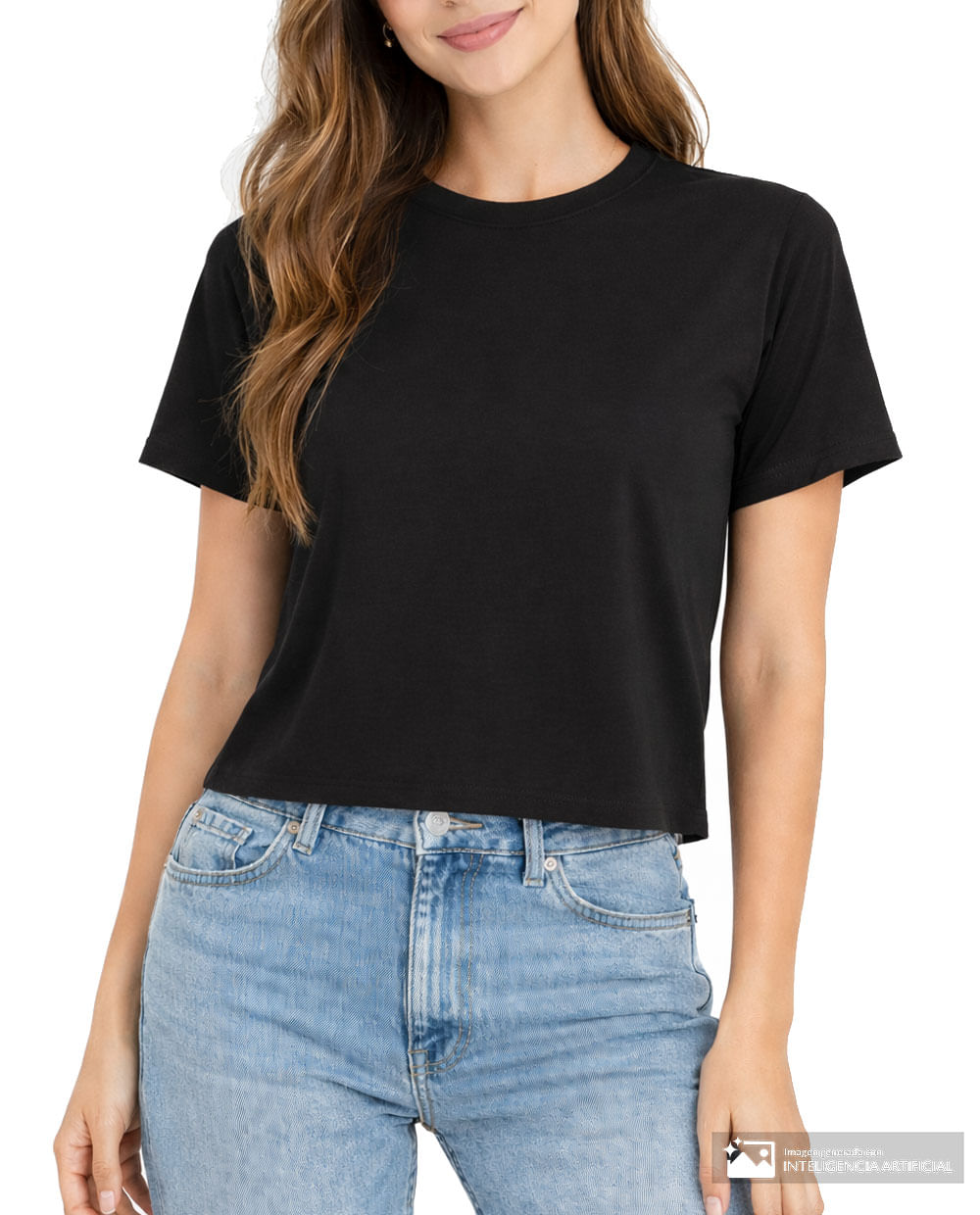 Blusa Sabrina casual negra manga corta para mujer