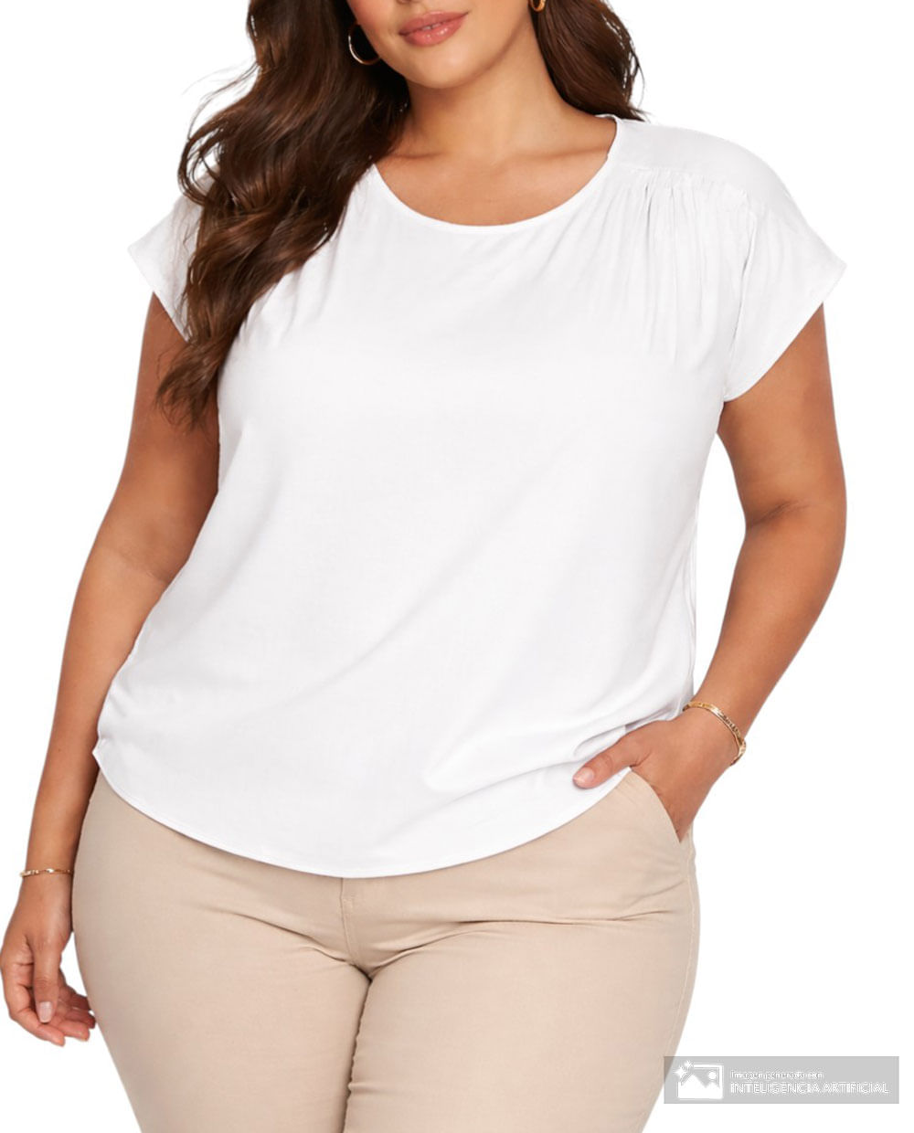 Blusa Sabrina casual blanca manga corta para mujer