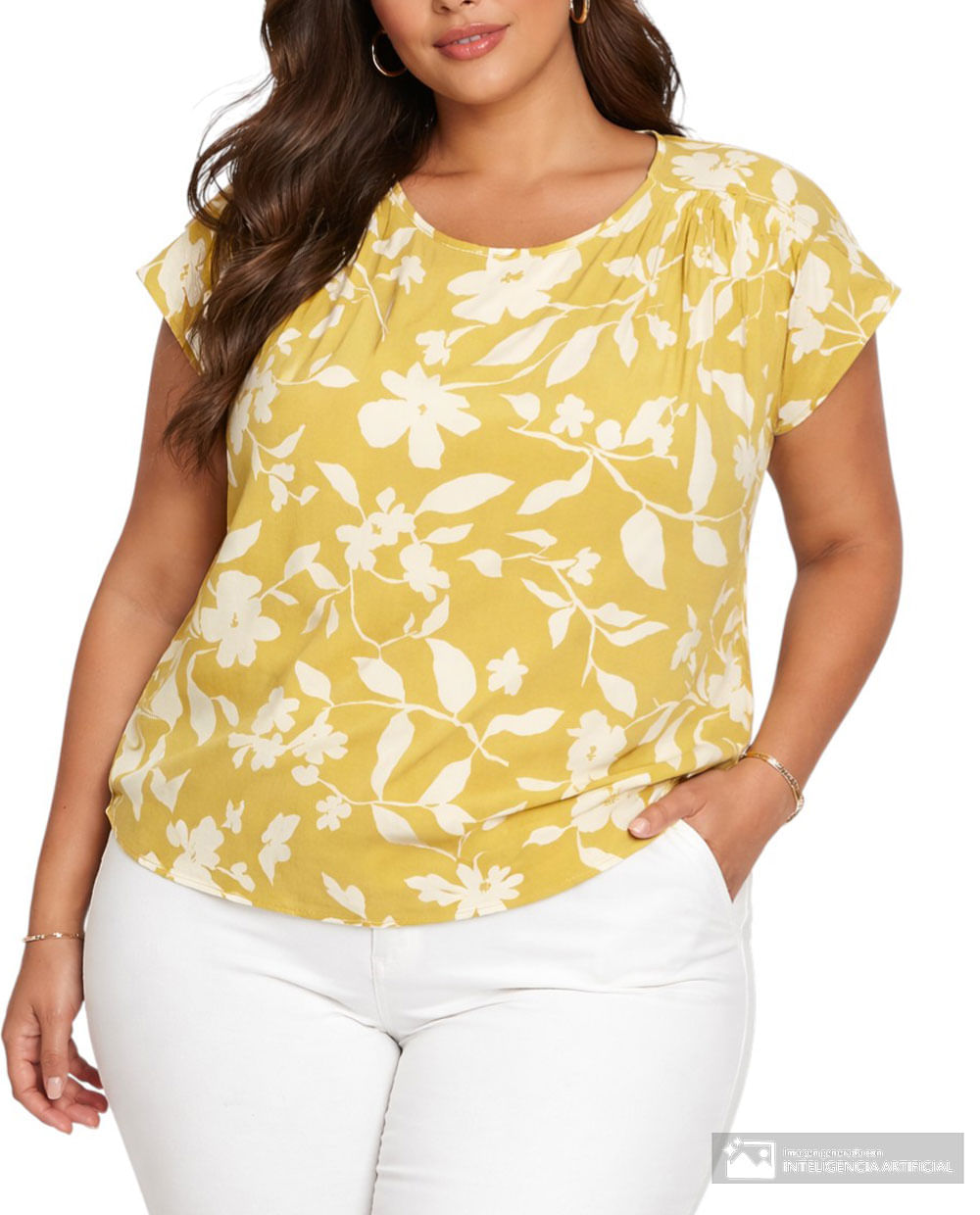 Blusa Sabrina casual estampada manga corta para mujer