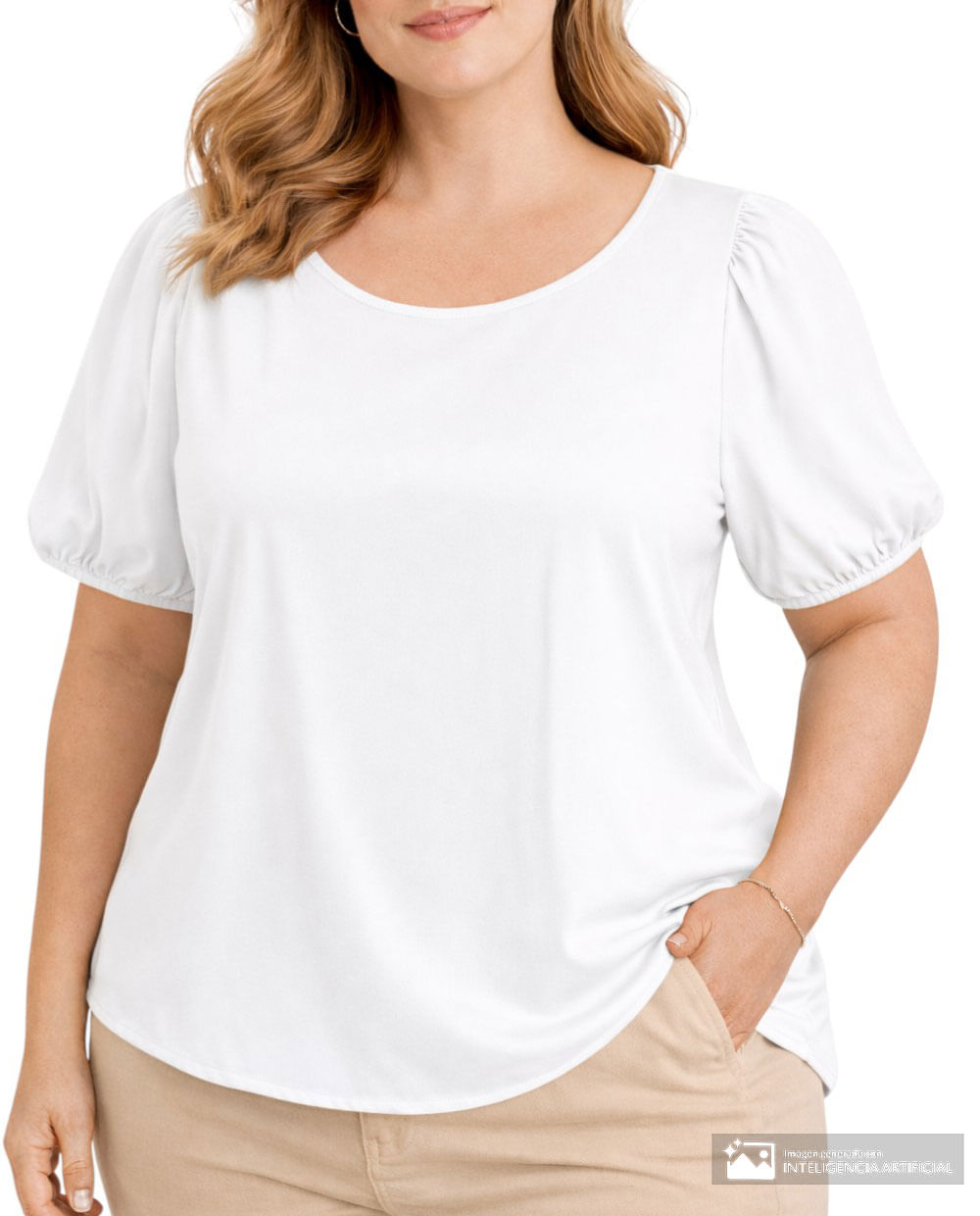 Blusa Sabrina casual blanca manga corta para mujer