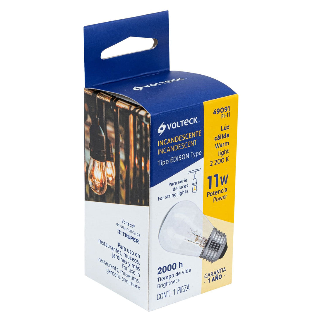 Lámpara incandescente S14 de 11 W con luz cálida