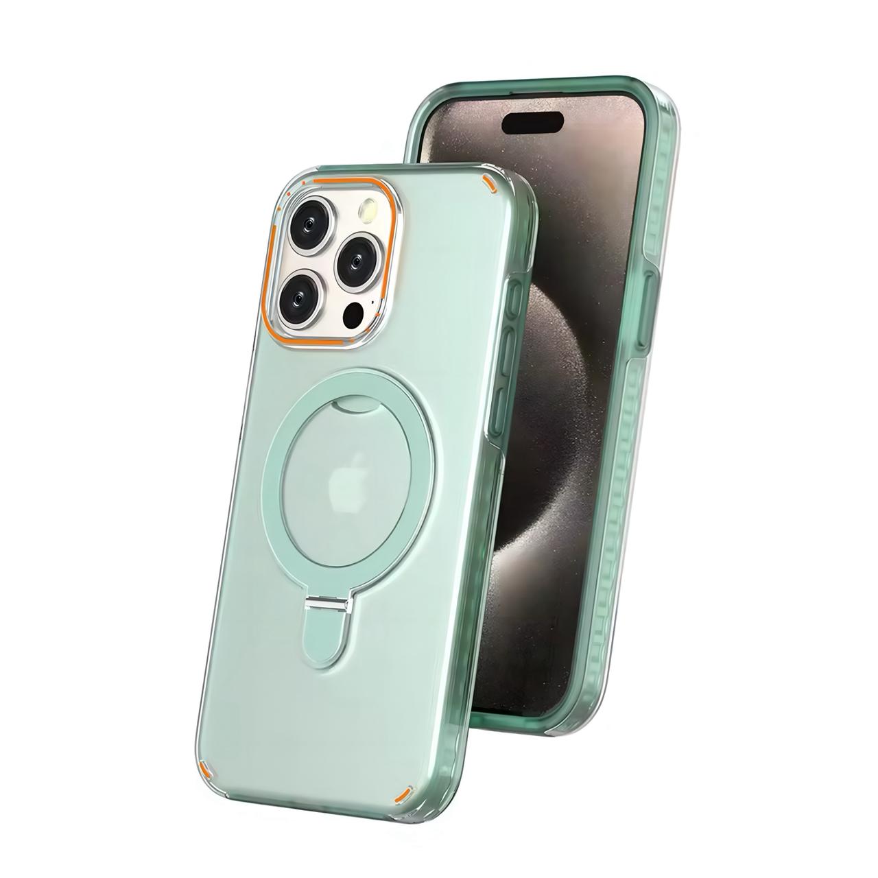 Protector con ring holder verde para iPhone 15 Pro Max