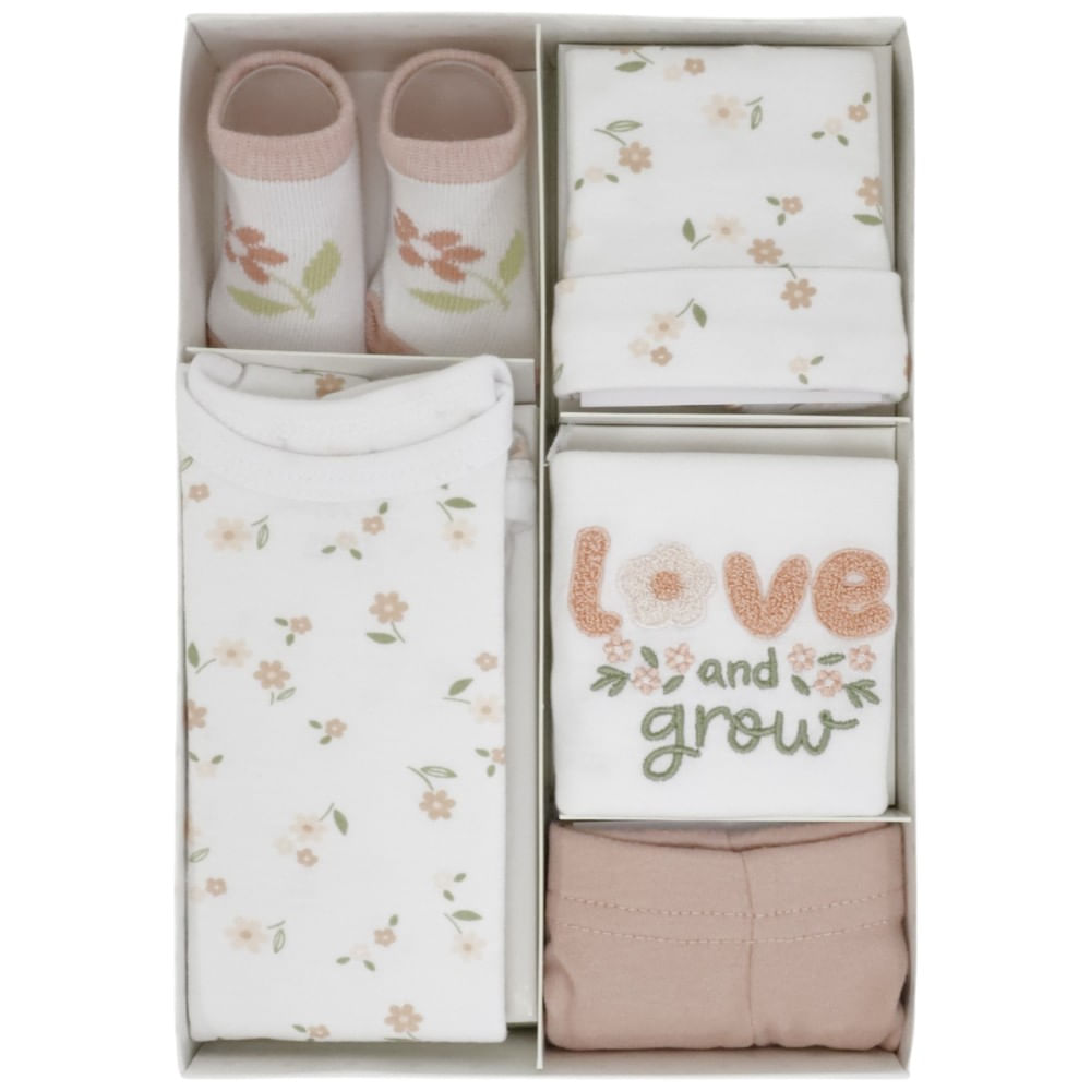 Set de 5 piezas con estampado floral para bebé niña