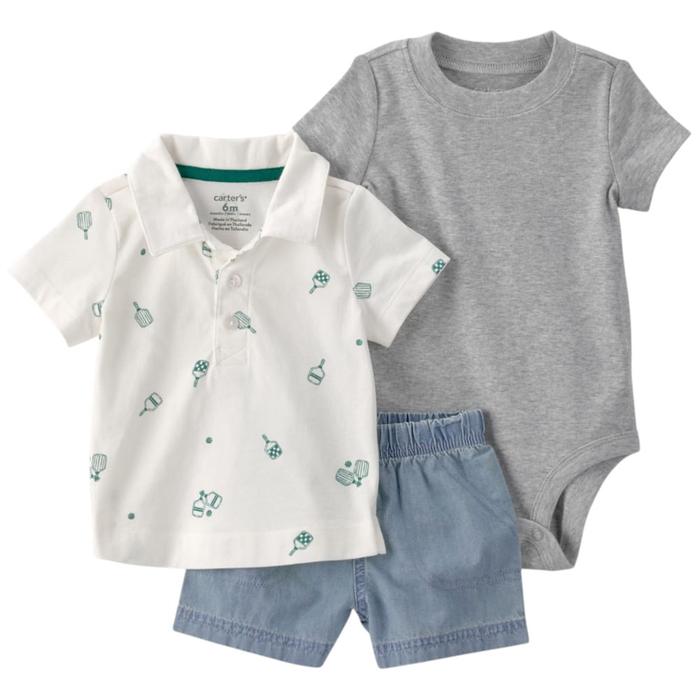 Conjunto multicolor de 3 piezas con estampado para bebé niño