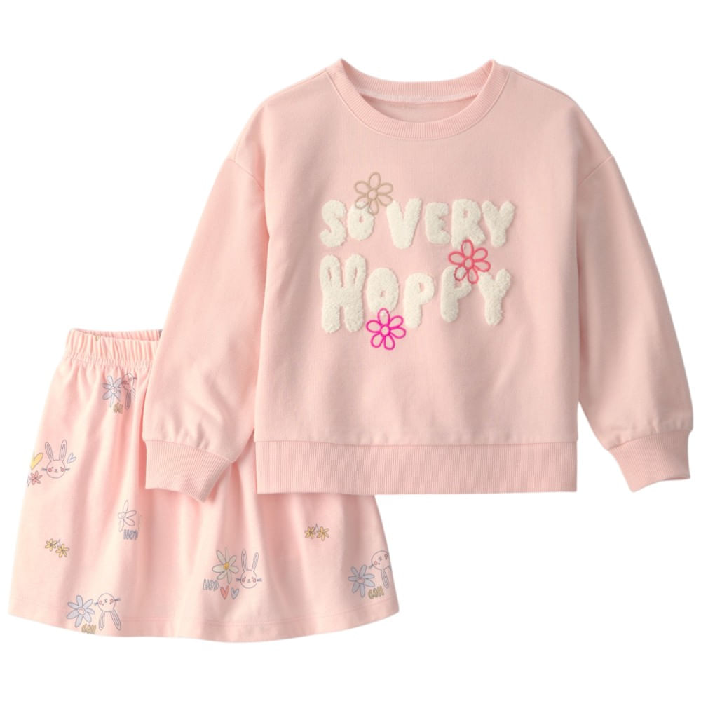 Conjunto rosado de 2 piezas con estampado para niña