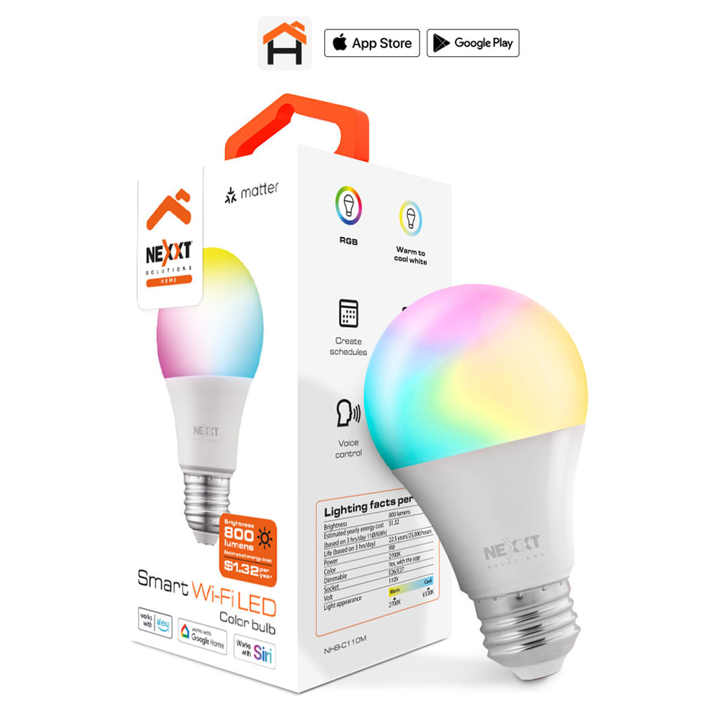 Bombilla inteligente Nexxt Wi-Fi LED Multicolor RGB