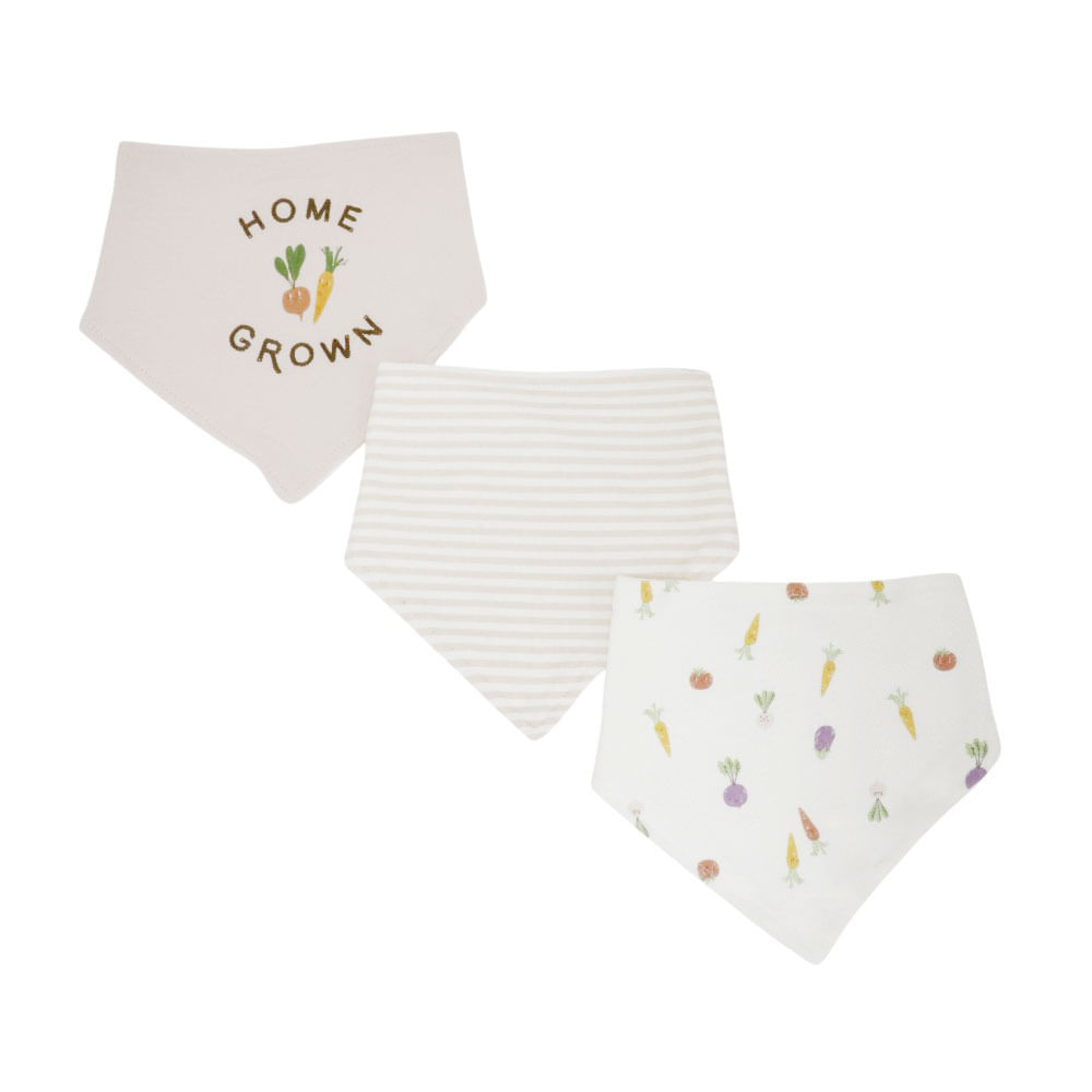 Set de 3 baberos multicolor con estampado para bebé nia