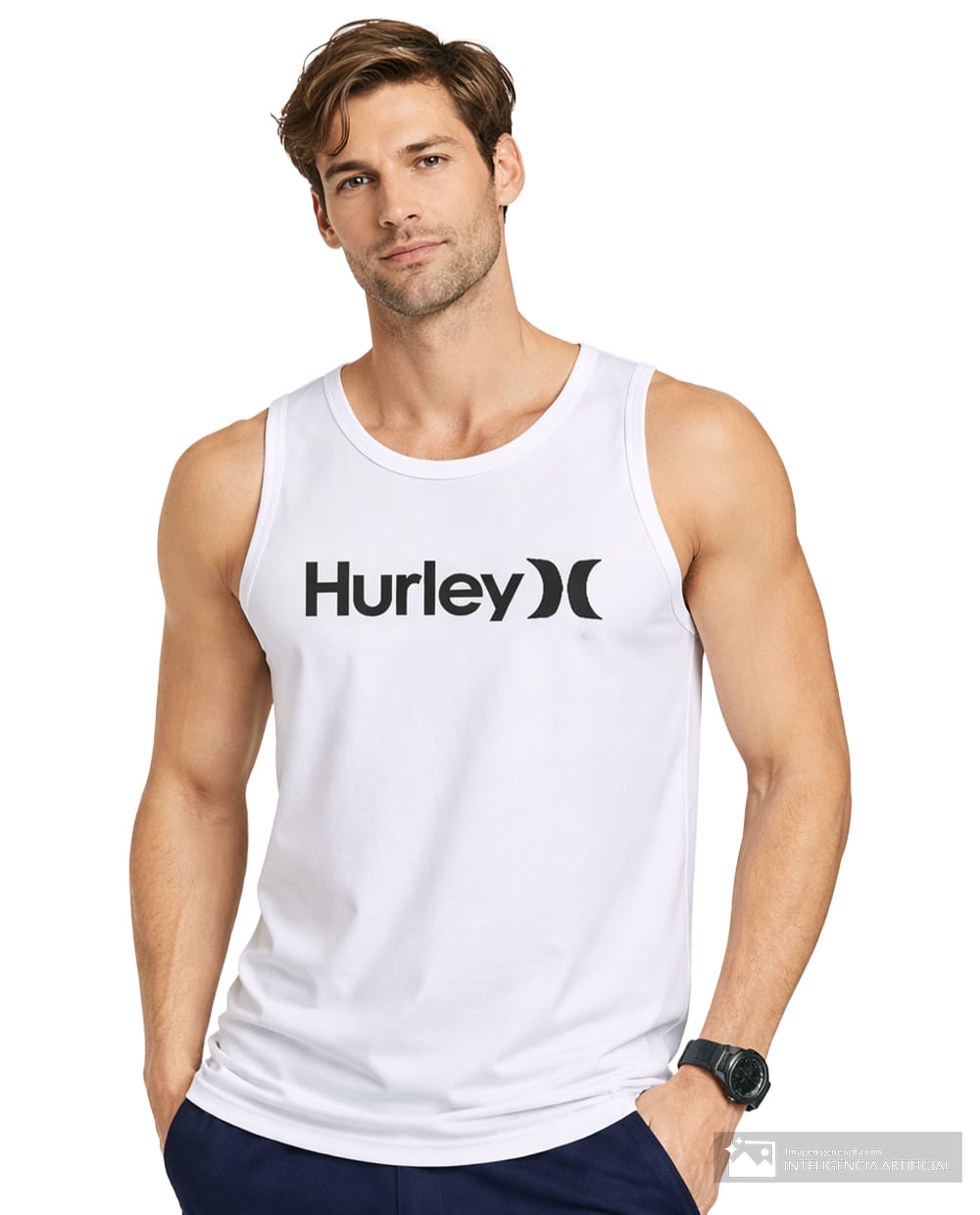 Camiseta Hurley blanca estampada para hombre CAMISETA SIN MANAS CON LOGO PARA HOMBRE WHITE XL