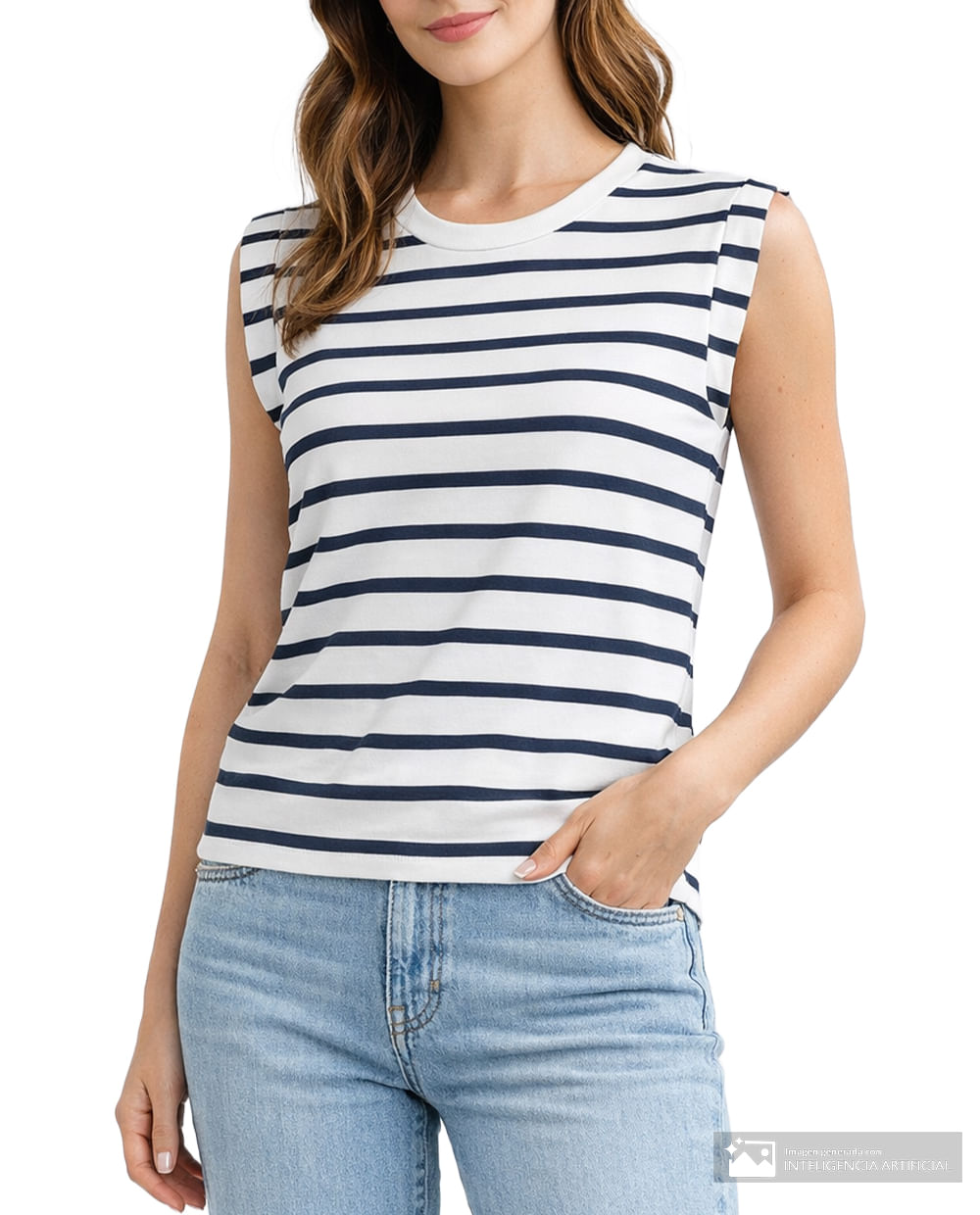 Camiseta Sabrina rayada manga corta para mujer