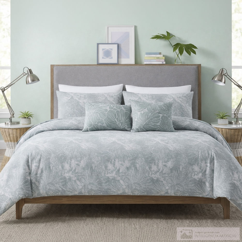 Edredón de poliéster con textura jacquard diseño palmeras