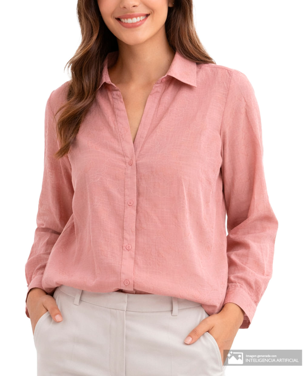 Blusa Sabrina camisera estampada manga larga para mujer