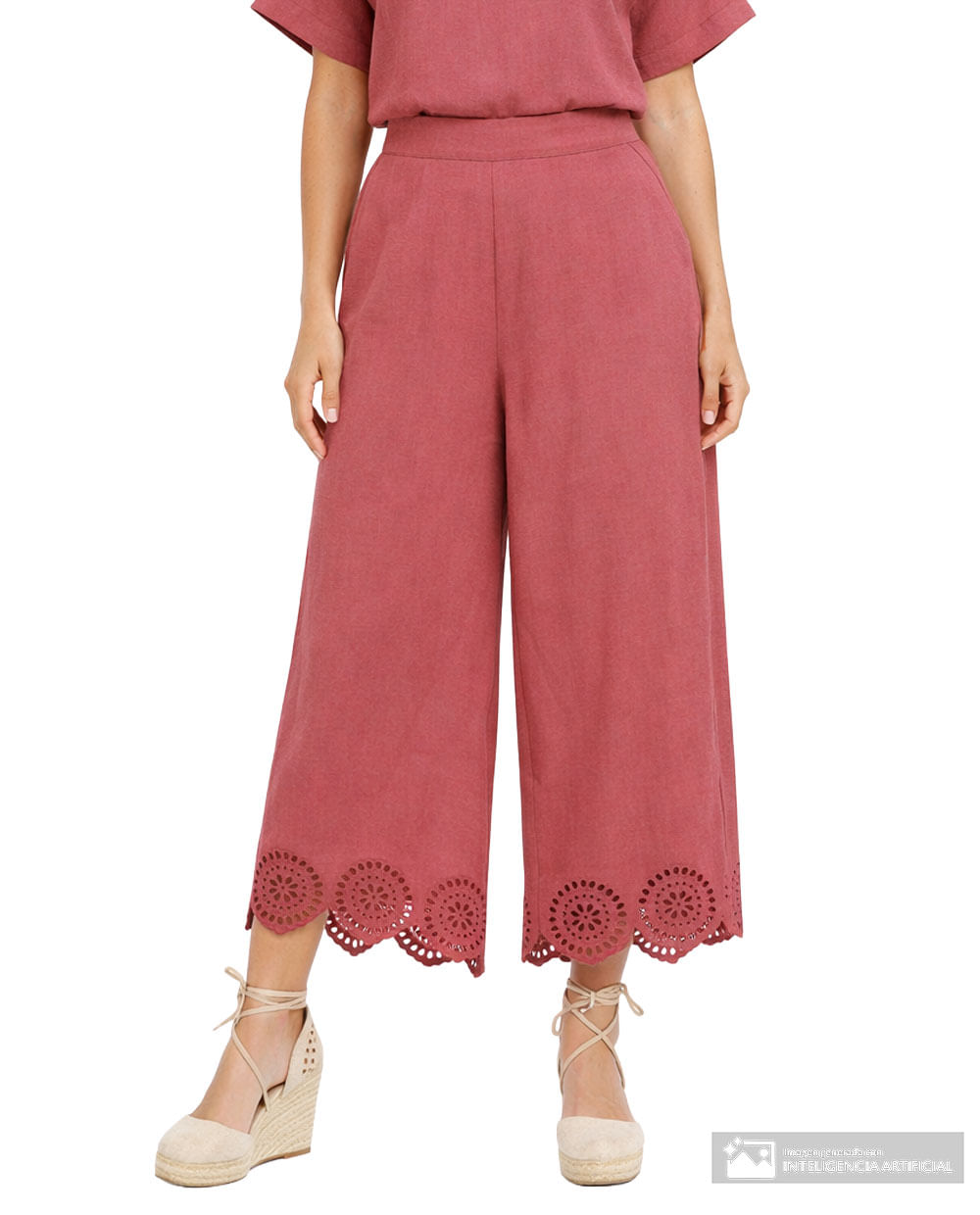 Pantalón Sabrina wide leg rosado de cintura alta para mujer