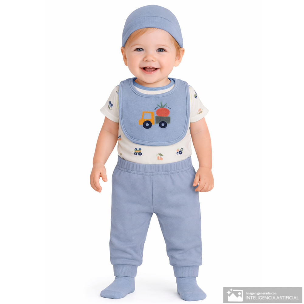 Conjunto de 4 piezas multicolor estampado para bebé niño