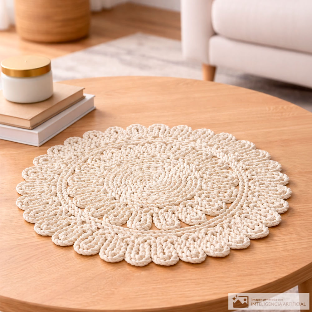 Individual redondo de fibra natural para mesa 37 cm