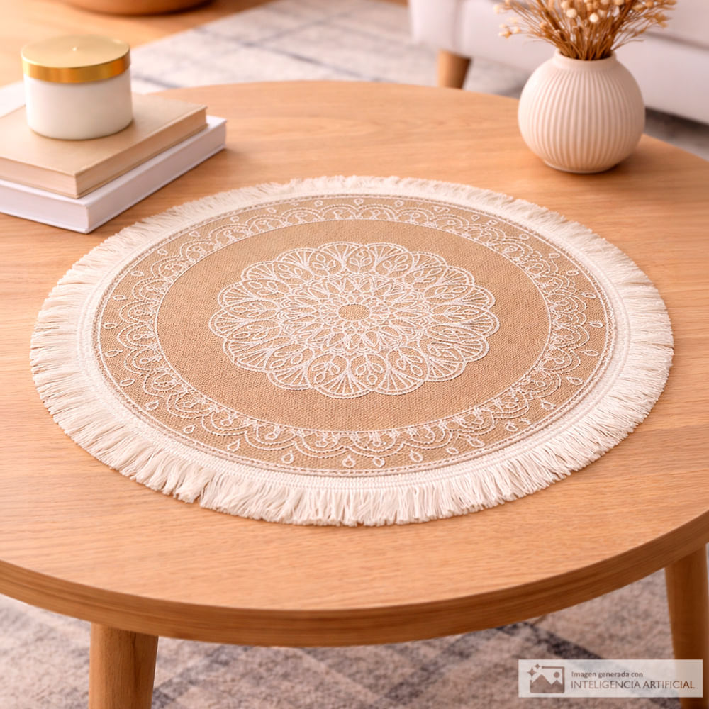 Individual redondo de fibra natural para mesa 38 cm