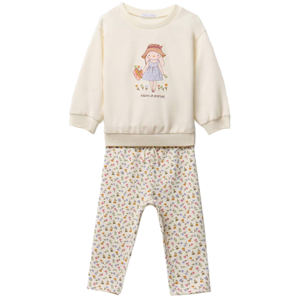 Conjunto de 2 piezas beige con estampado floral para bebé niña