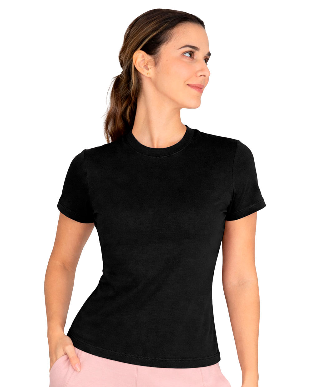 Camiseta deportiva Everlast negra manga corta para mujer