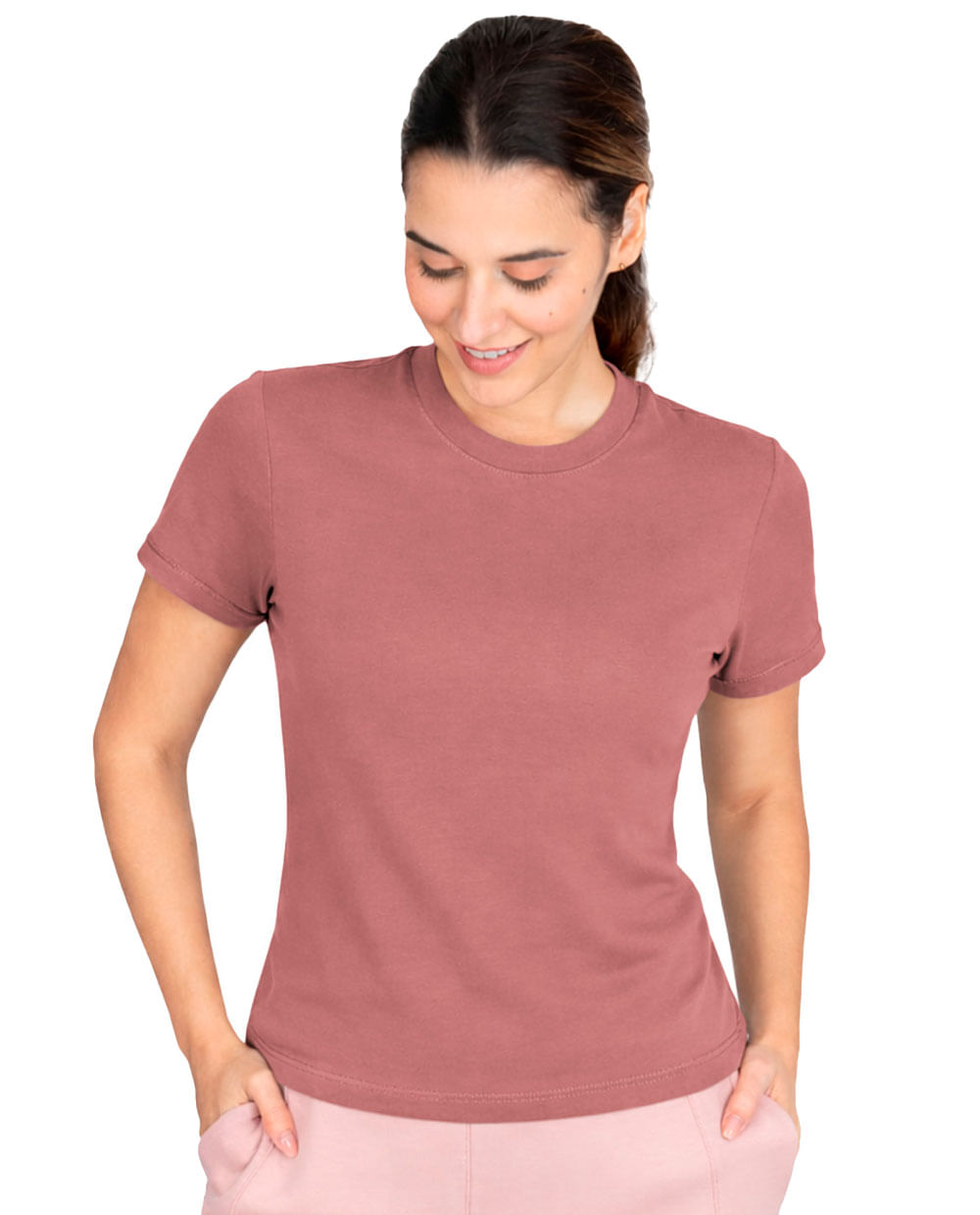 Camiseta deportiva Everlast rosada manga corta para mujer
