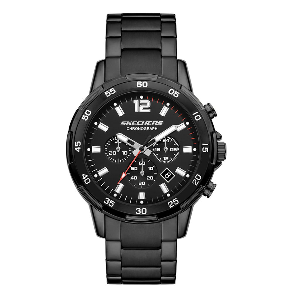 Reloj Skechers análogo cronógrafo de metal en tono negro para hombre