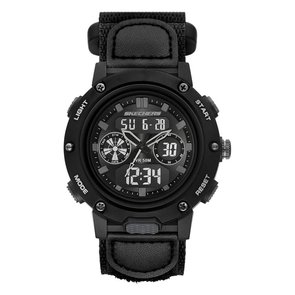 Reloj Skechers análogo digital de tela negro para hombre