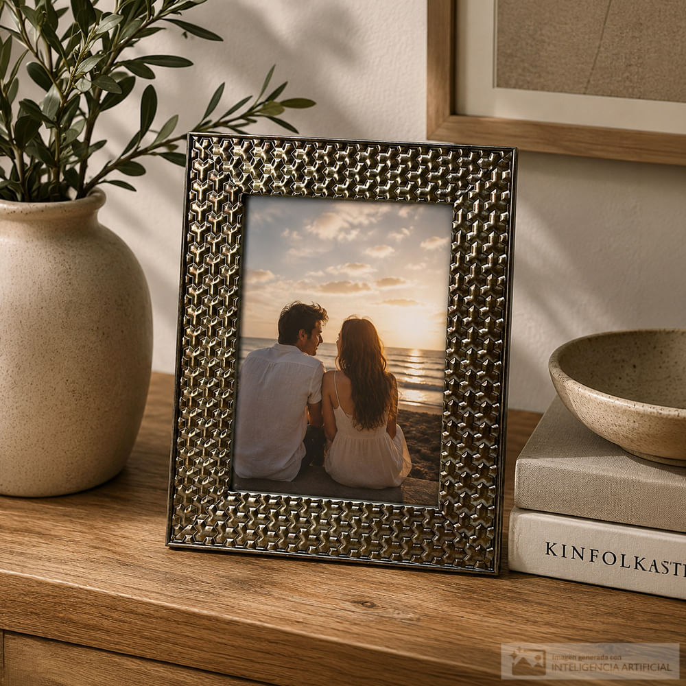 Portarretrato con relieve dorado 18.3x23.4x1.7cm