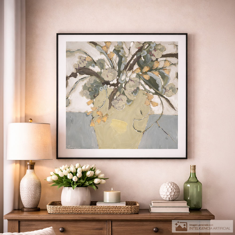 Cuadro decorativo de jarrón floral abstracto 80x80cm