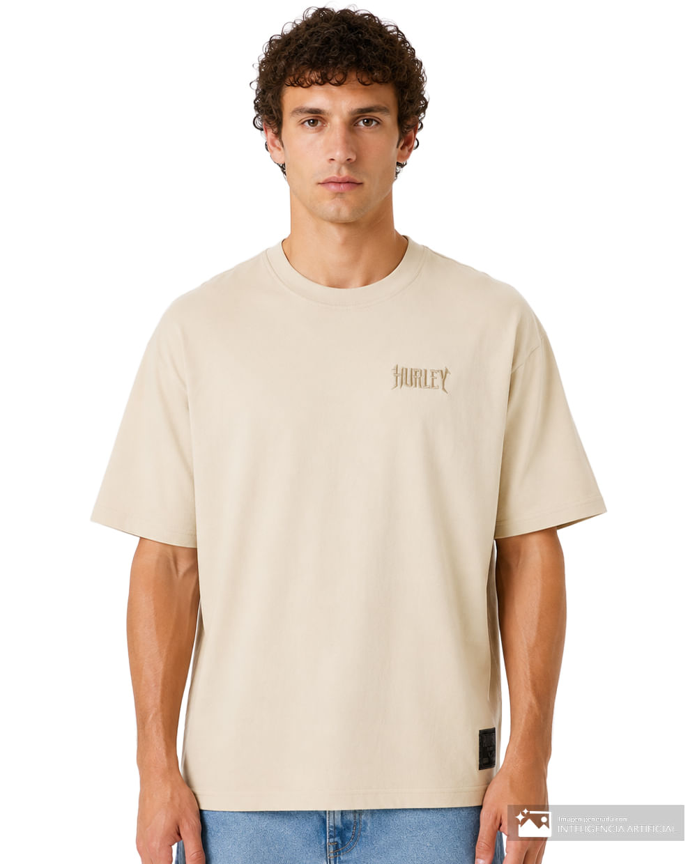 Camiseta básica Hurley beige para hombre CAMISETA CON LOGO MINIMALISTA PARA HOMBRE LTGREY M